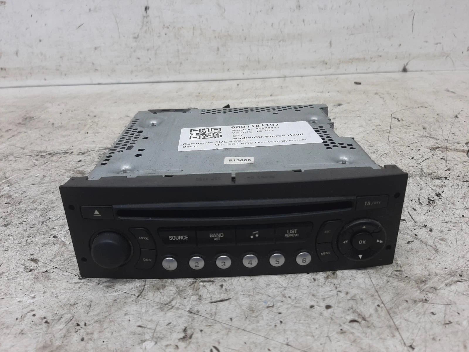 Peugeot 207 Mk1 RD4 OEM Radio/CD/Stereo Head Unit No Code Available 