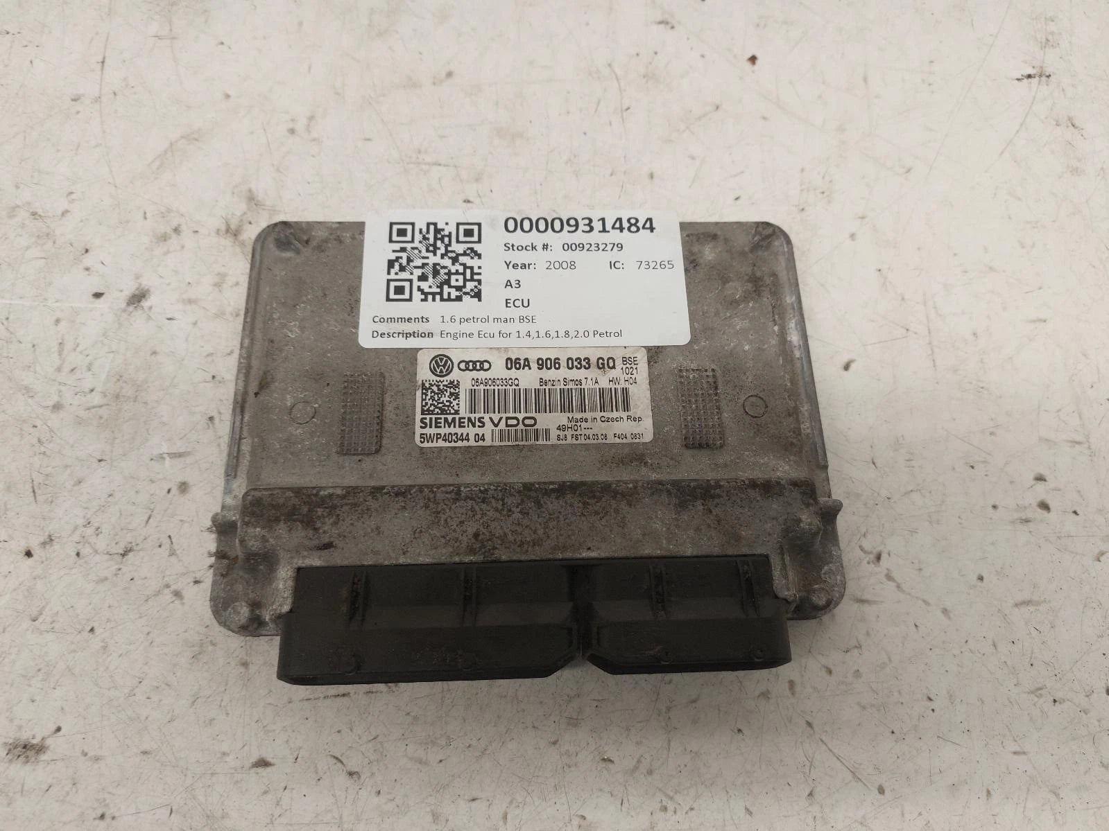 Audi A3 1.6L Bse Petrol ECU Engine Control Unit Kit 